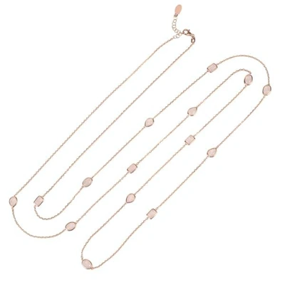 Latelita London Venice 120cm Long Chain Necklace Rosegold Rose Quartz