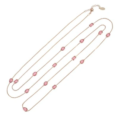 Latelita London Venice 120cm Long Chain Necklace Rosegold Pink Tourmaline