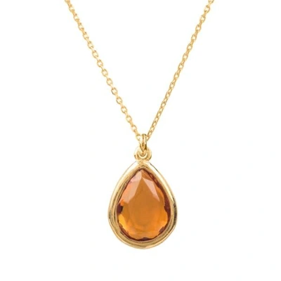 Latelita London Pisa Mini Teardrop Necklace Gold Citrine
