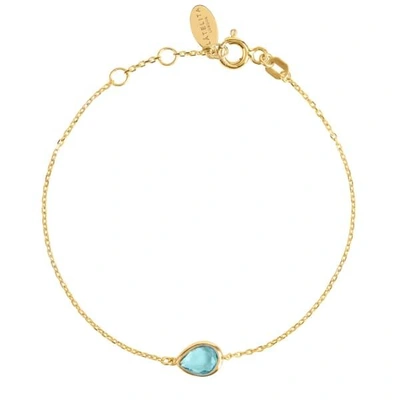 Latelita London Pisa Mini Teardrop Bracelet Gold Blue Topaz