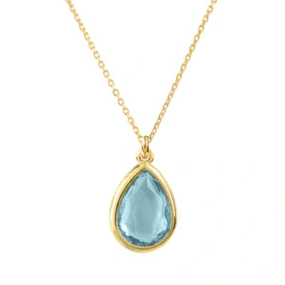 Latelita London Pisa Mini Teardrop Necklace Gold Blue Topaz
