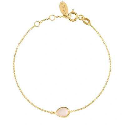 Latelita London Pisa Mini Teardrop Bracelet Gold Rose Quartz