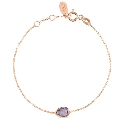 Latelita London Pisa Mini Teardrop Bracelet Rosegold Amethyst