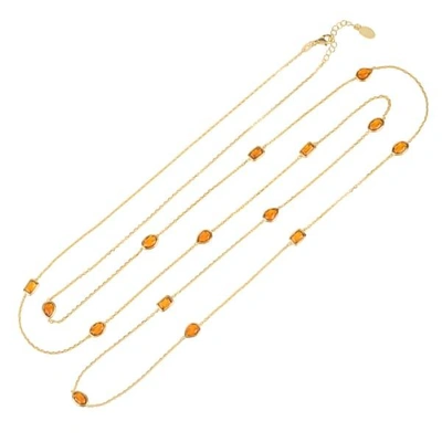 Latelita London Venice 120cm Long Chain Necklace Gold Citrine