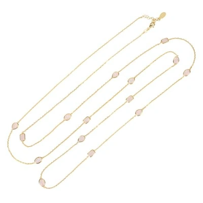 Latelita London Venice 120cm Long Chain Necklace Gold Rose Quartz