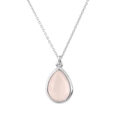 Latelita London Pisa Mini Teardrop Necklace Silver Rose Quartz