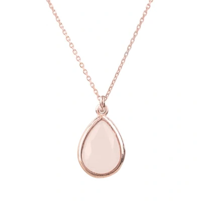 Latelita London Pisa Mini Teardrop Necklace Rosegold Rose Quartz