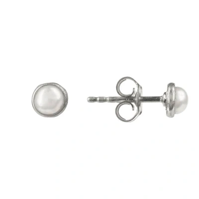 Latelita London Petite Stud Earring Sterling Silver White Pearl