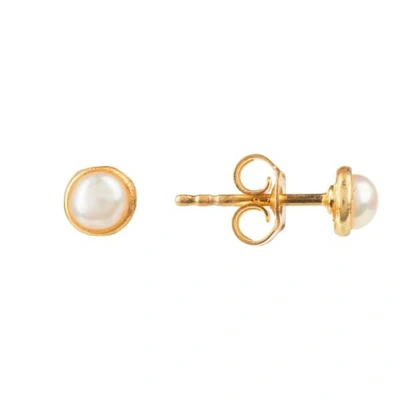 Latelita London Petite Stud Earring Gold White Pearl