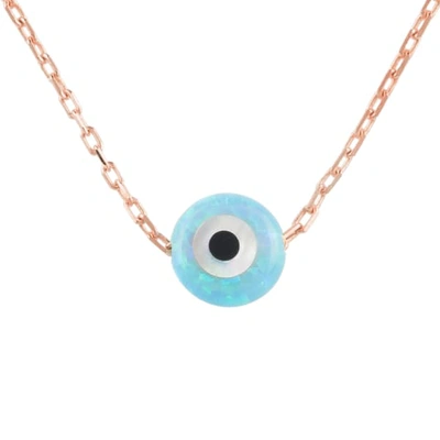 Latelita London Evil Eye Mini Opalite Necklace Rosegold