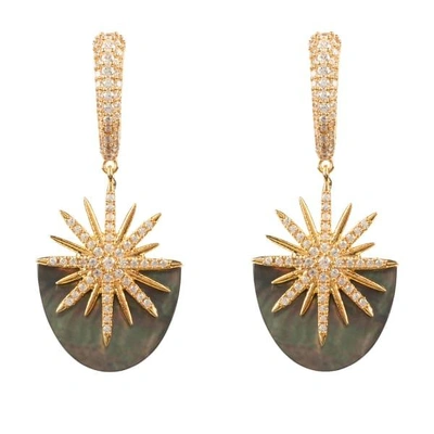Latelita London Sunburst Grey Mother Of Pearl Earring Gold