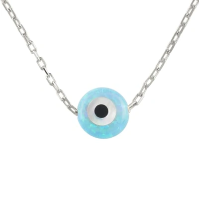 Latelita London Evil Eye Mini Opalite Necklace Sterling Silver