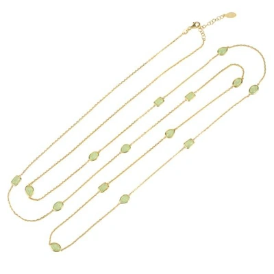 Latelita London Venice 120cm Long Chain Necklace Gold Aqua Chalcedony