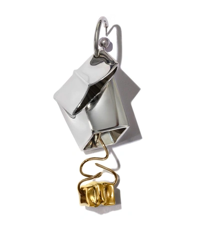 Proenza Schouler Rhodium & Light Gold Charm & Wire Earring In Rhodium/light Gold