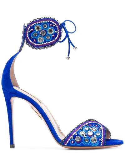 Aquazzura Jaipur 105 Sandals In Blue Bell