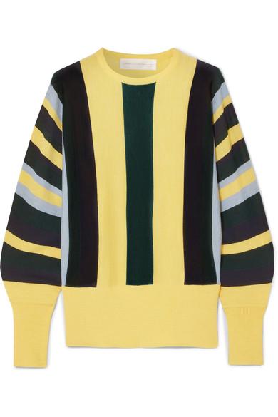Victoria Victoria Beckham Striped Wool Sweater In Yellow | ModeSens