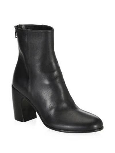 Ann Demeulemeester Curve Heel Leather Ankle Booties In Black