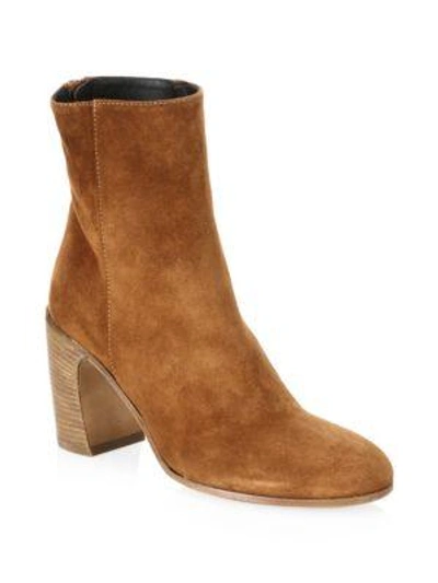 Ann Demeulemeester Curve Heel Leather Booties In Wood