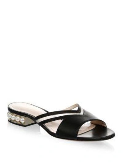 Nicholas Kirkwood Embellished Leather Mules In Black