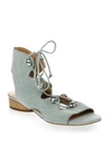 Rebecca Minkoff Embellished Suede Lace-up Sandals In Dusty Green