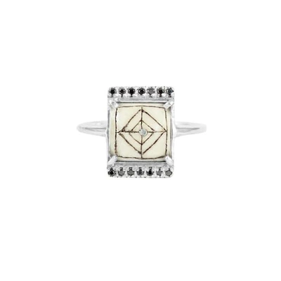 No 13 Sami Black Diamond Rectangle Ring