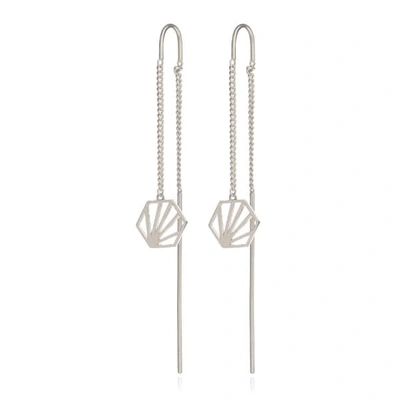 Rachel Jackson London Hexagon Threader Earrings Silver