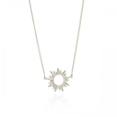 Rachel Jackson London Electric Goddess Mini Sun Necklace Silver In Sterling Silver