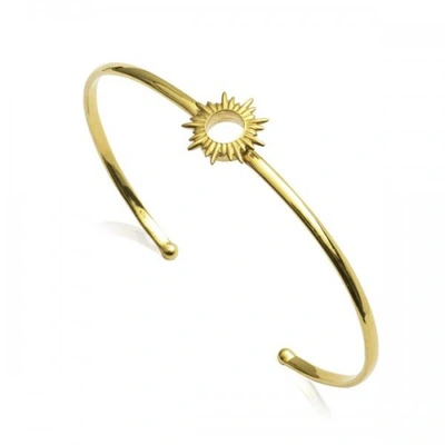 Rachel Jackson London Sunrays Bangle In Gold In 22 Gold Plated
