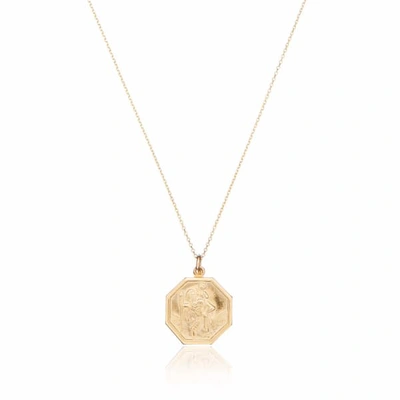 Lily & Roo Solid Gold St Christopher Octagonal Medallion Pendant Necklace