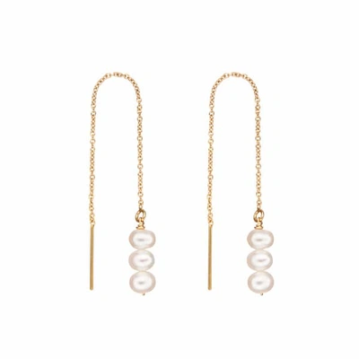 Lily & Roo Gold Cluster Pearl Drop Threader Earrings