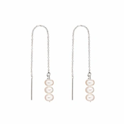 Lily & Roo Sterling Silver Cluster Pearl Drop Threader Earrings