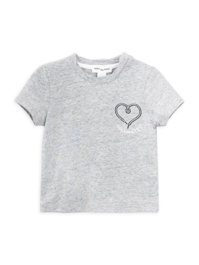 Miles The Label Babies' Embroidered Organic Cotton T-shirt In Light Heather Grey