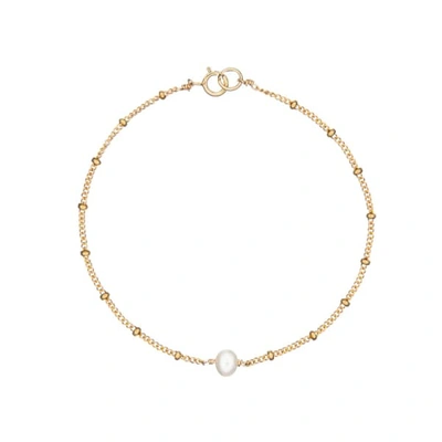 Lily & Roo Gold Single Pearl Bracelet On Satellite Chain