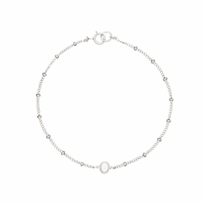 Lily & Roo Sterling Silver Single Pearl Bracelet On Satellite Chain