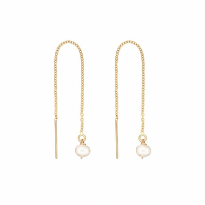 Lily & Roo Gold Pearl Drop Threader Earrings