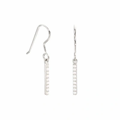 Lily & Roo Sterling Silver Diamond Style Bar Earrings