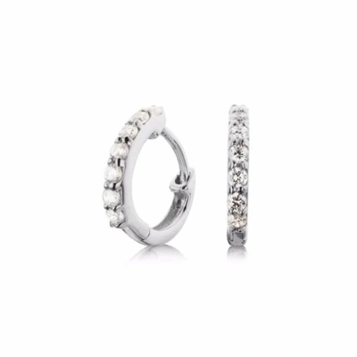 Lily & Roo Small Sterling Silver Diamond Style Huggie Hoop Earrings