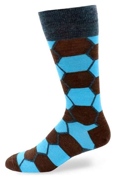Lorenzo Uomo Honeycomb Merino Wool Blend Socks In Light Blue