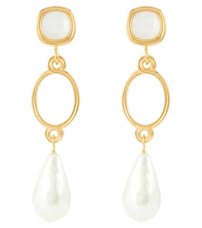 Erdem Drop Earrings With Pearls In Gold / White