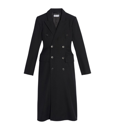 Balenciaga Hourglass Double-breasted Wool-blend Twill Coat In Black