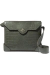 Manu Atelier Bold Large Croc-effect Leather Shoulder Bag In Army Green