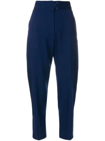 Stella Mccartney Buckle-detail Wide-leg Wool Trousers In Blue
