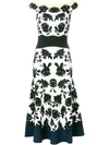 Alexander Mcqueen Off-the-shoulder Rose-intarsia Dress In White