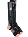 Prada Striped-geometric Jacquard Socks In Steel Grey