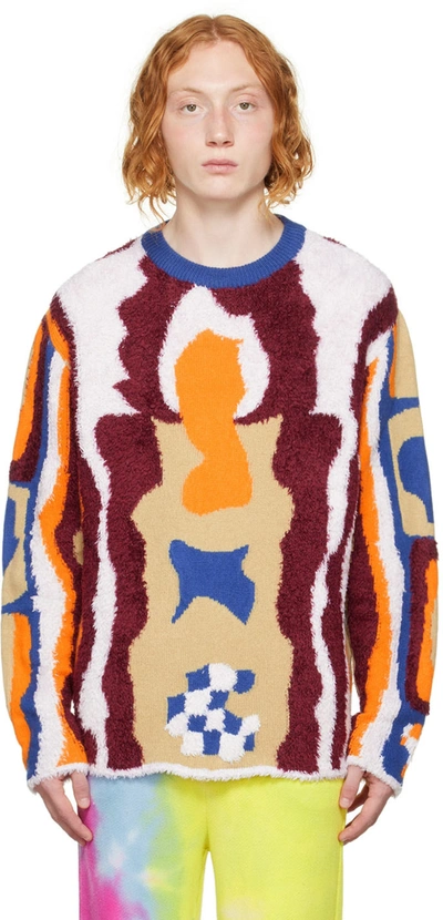 The Elder Statesman Intarsia Cashmere And Silk-blend Sweater In Multi