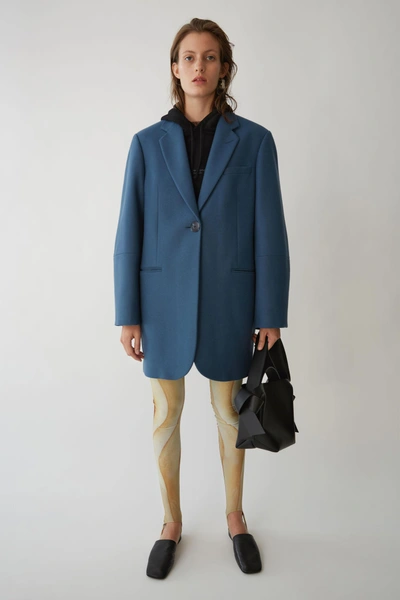 Acne Studios Klarah Notch-lapel Wool-blend Flannel Coat In Slate Blue