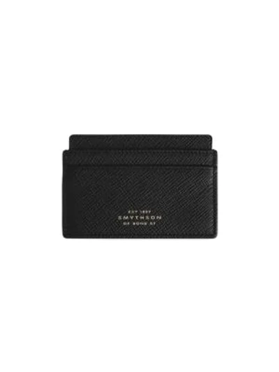 Smythson Panama Leather Card Case In Black