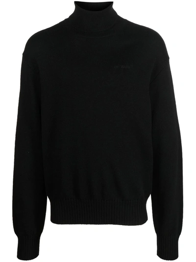 Off-white For All Knit Wool Turtleneck Sweater In Black Black