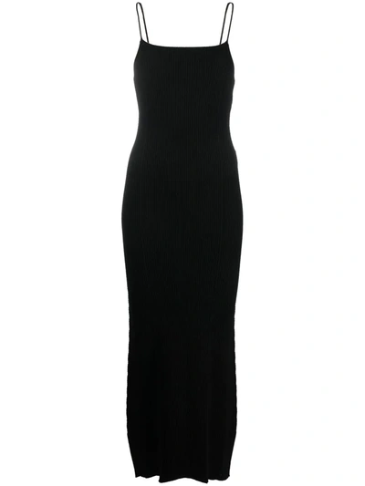 Aeron Ribbed-knit Detail Midi Dress In Black