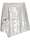 Alberta Ferretti Asymmetric Draped Sequin Skirt In Silver
